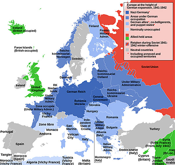 Map of Europe during WWII